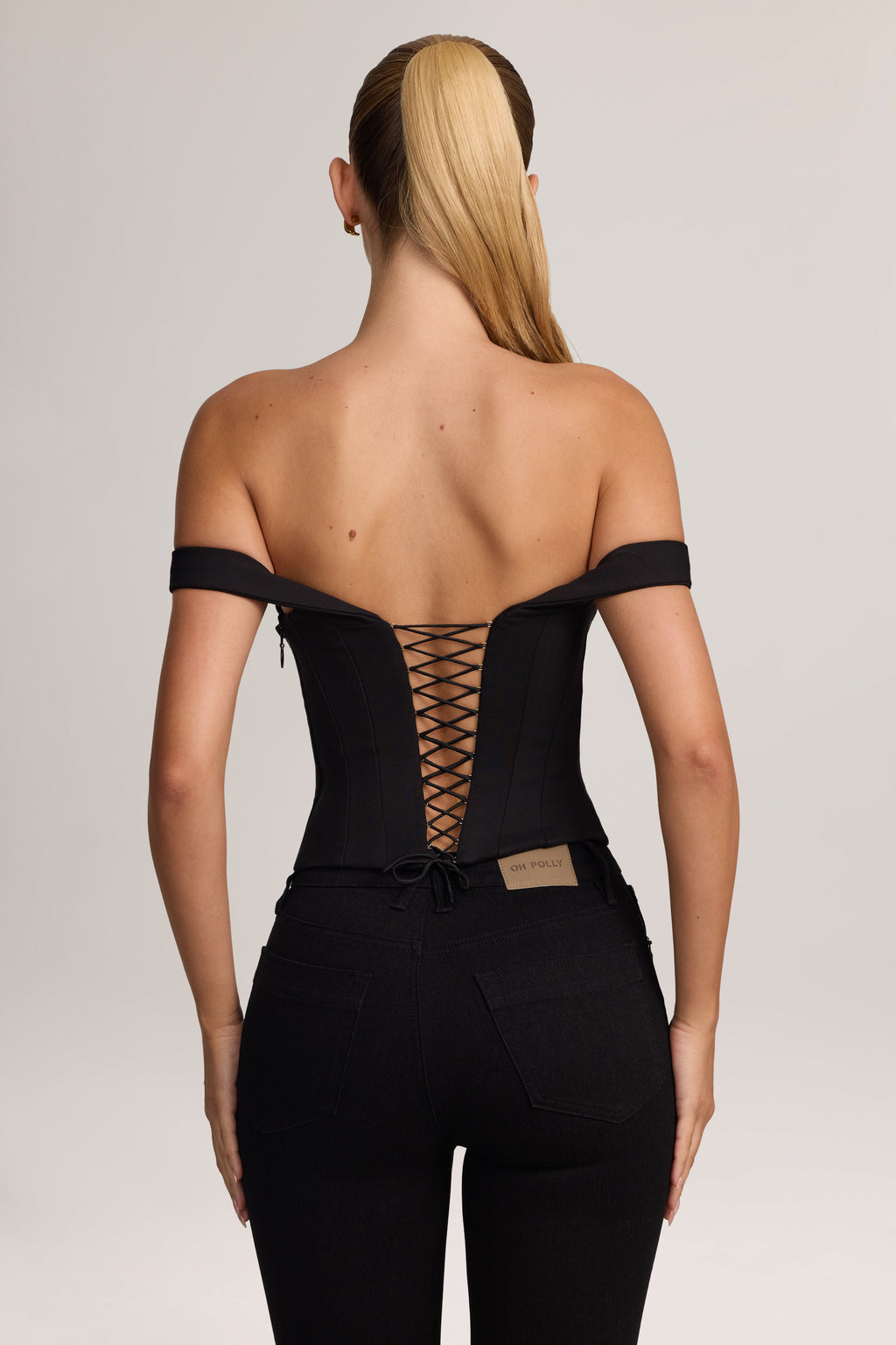 Ponte Bardot Corset Top in Black