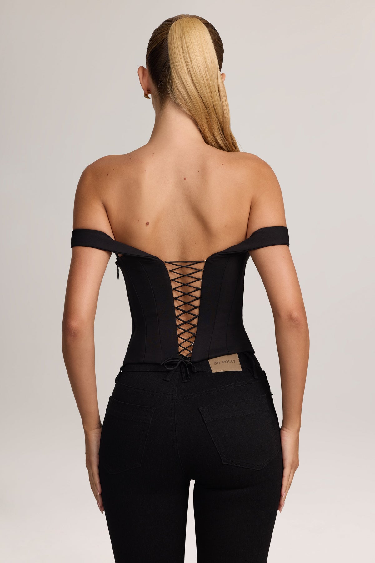 Ponte Bardot Corset Top in Black