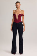 Ponte Bardot Corset Top in Wine
