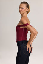 Ponte Bardot Corset Top in Wine