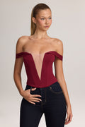 Ponte Bardot Corset Top in Wine