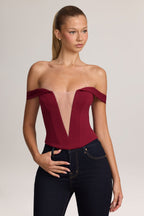 Ponte Bardot Corset Top in Wine