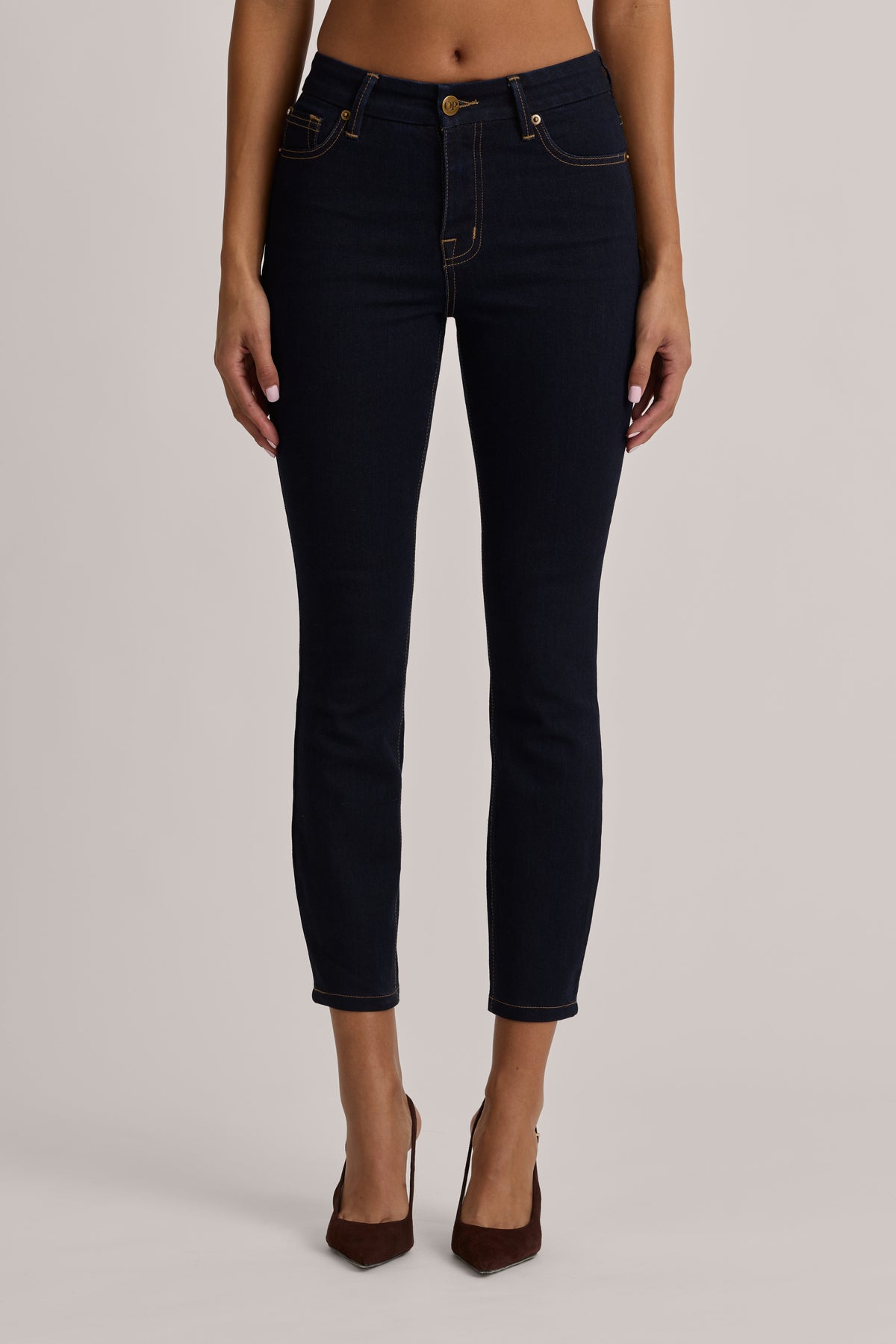 High-Rise Cropped Skinny Jeans in Dark Wash