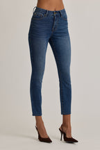 High-Rise Cropped Skinny Jeans in Mid Wash