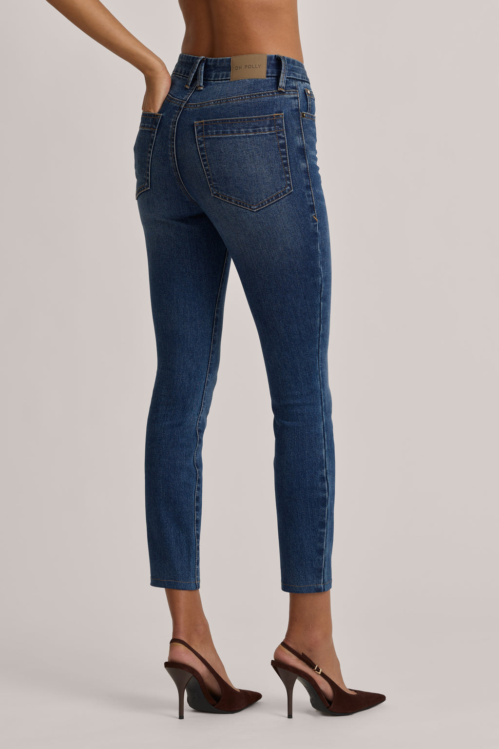 High-Rise Cropped Skinny Jeans in Mid Wash