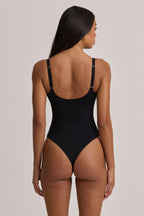 Scoop-Neck Cheeky Bodysuit in Black