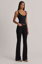 Scoop-Neck Cheeky Bodysuit in Black