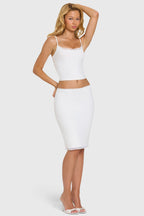 Modal Lace-Trim Midi Skirt in Coconut