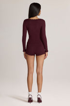 Knit Mid-Rise Mini Shorts in Cocoa Brown