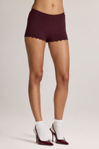 Knit Mid-Rise Mini Shorts in Cocoa Brown