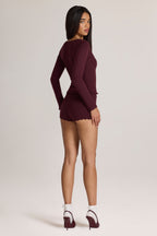 Knit Mid-Rise Mini Shorts in Cocoa Brown