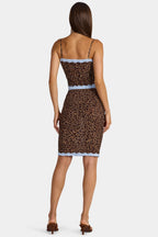 Lace-Trim Low-Rise Midi Skirt in Leopard