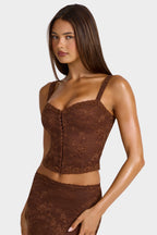 Lace Cami Top in Cocoa Brown