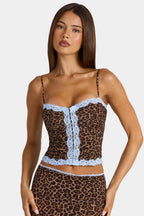 Lace-Trim Cami Top in Leopard