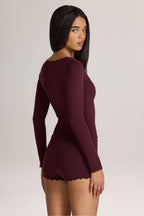Knit Long-Sleeve Cardigan in Cocoa Brown
