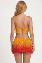 Fringed Bralette in Orange Ombre