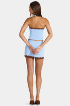 Modal Lace-Trim Low-Rise Mini Skirt in Arctic Blue