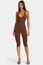 Modal Capri Jumpsuit in Cocoa Brown