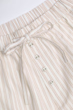 Wide-Leg Cotton-Poplin Trousers in Taupe Stripe
