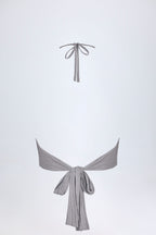 Plunge Halterneck Crop Top in Silver