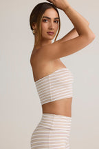 Modal Strapless Crop Top in Pink Yellow Stripe